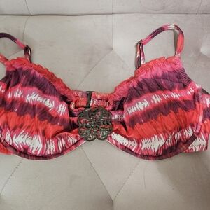 Tie-Dye Striped Bikini Top D Cup